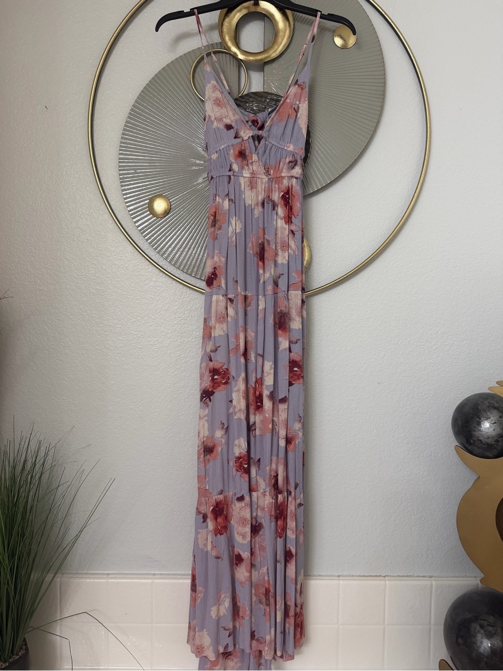 Timing Lavender Dress with Dusty Rose Floral Accents